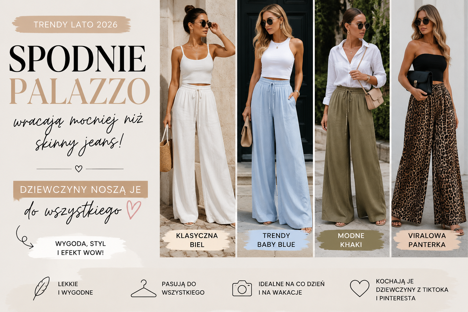 Pantalonii palazzo revin în forță, mai mult decât blugii skinny