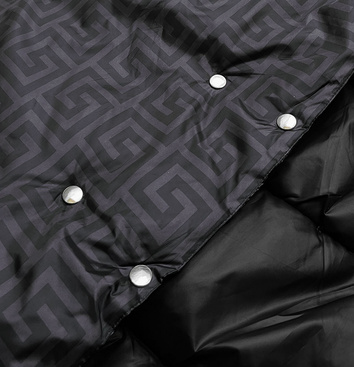 Jachetă de iarnă negru-violet, până la genunchi, tip 2 în 1