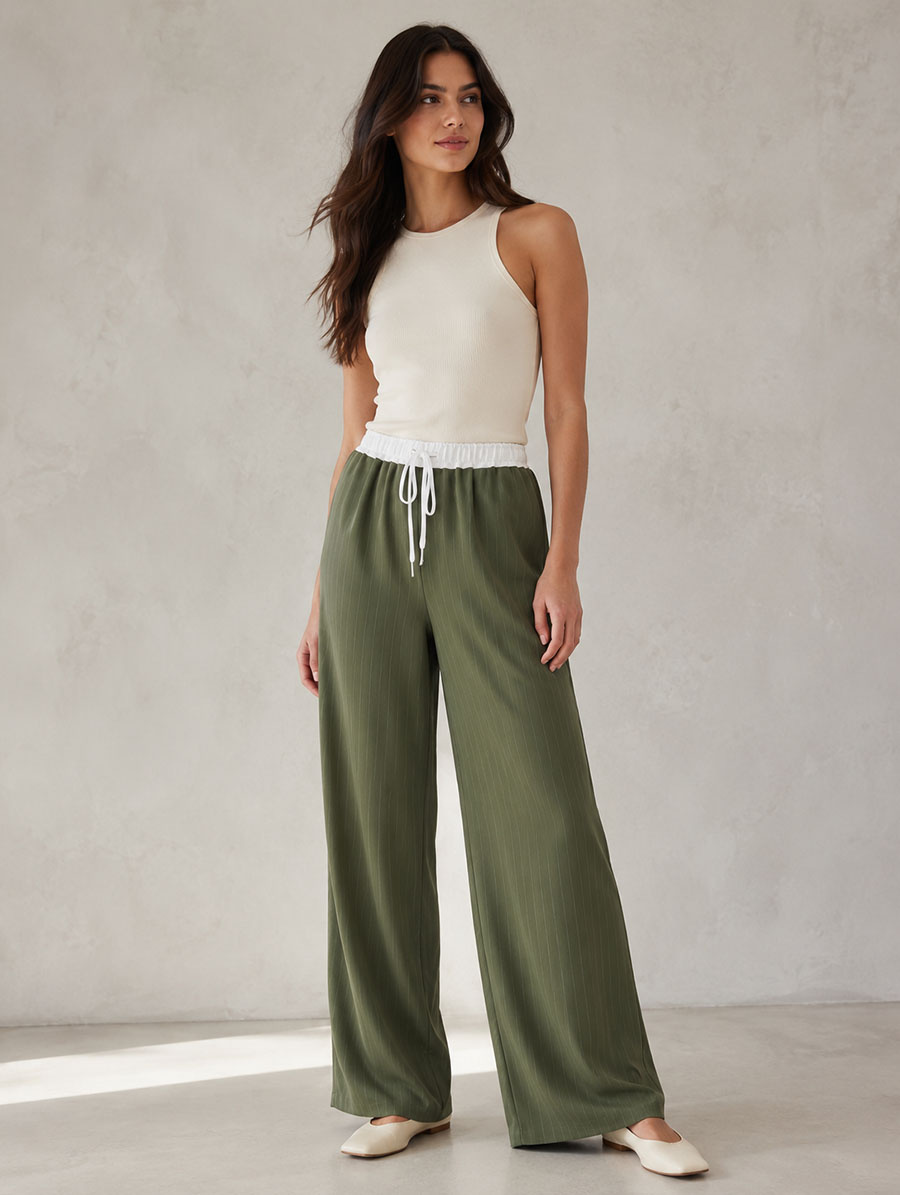 Pantaloni khaki pentru femei, cu croi larg