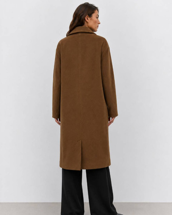 Palton oversize pentru femei, până la genunchi, de culoare camel