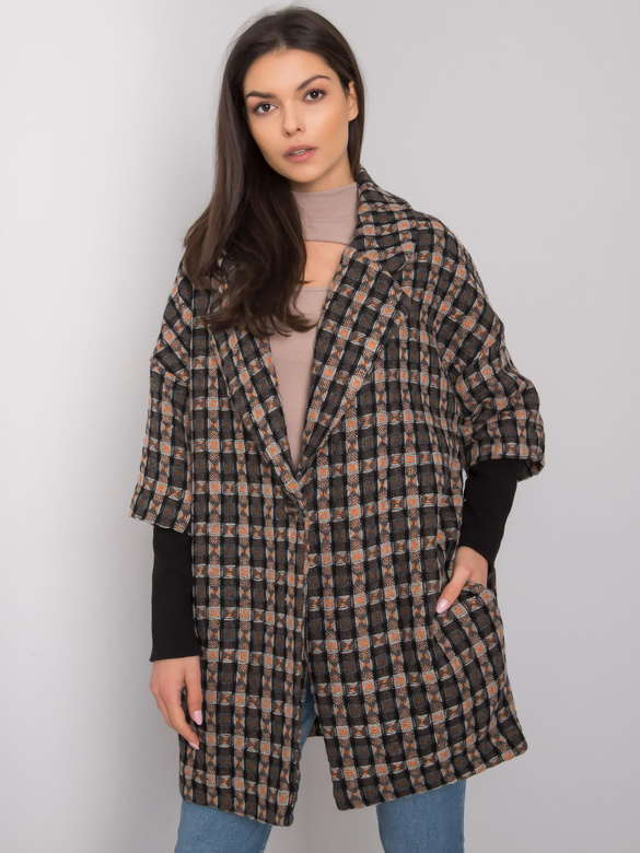 Palton din tricot, de culoare gri-portocaliu