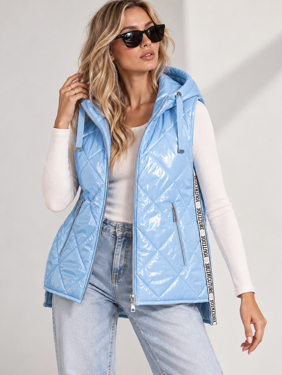 Vestă strălucitoare pentru femei, de culoare albastră (ag3-02)