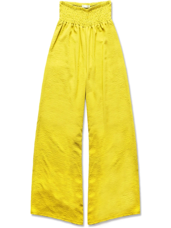 Pantaloni vaporoși galbeni pentru femei