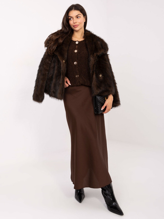Fustă satinată maro, în stil glamour