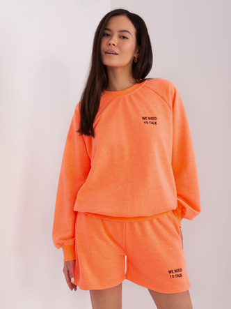 Set portocaliu fluorescent – hanorac lejer și pantaloni scurți cu buzunare