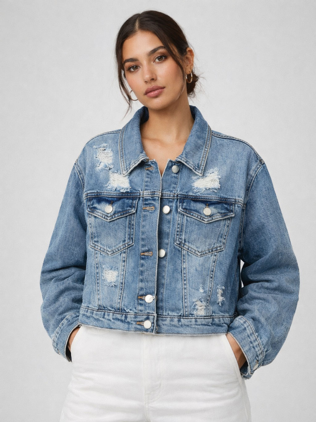 Jachetă din denim cu guler