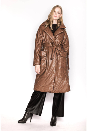 Palton maro oversize cu curea