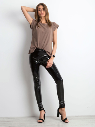 Tricou basic maro cu mâneci scurte