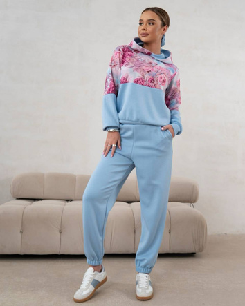 Set de trening pentru femei, cu glugă și pantaloni de trening, albastru