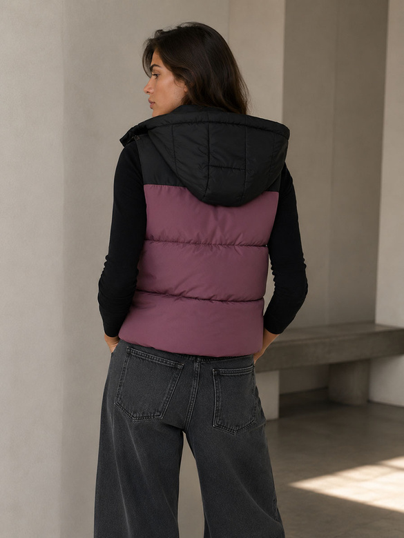 Vestă sport scurtă fără mâneci, violet-negru