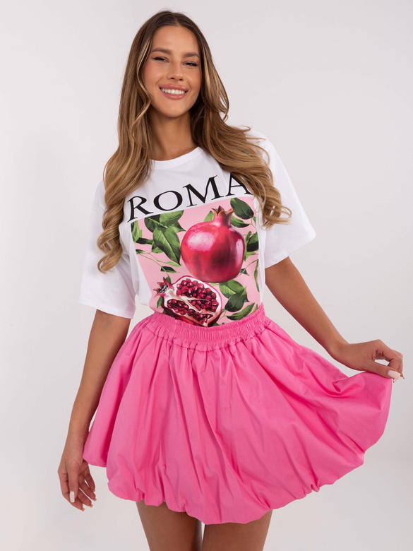 Fustă mini roz evazată cu pantaloni scurți