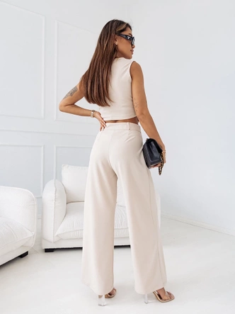 Set de costum bej, compus din vestă și pantaloni