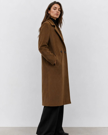 Palton oversize pentru femei, până la genunchi, de culoare camel