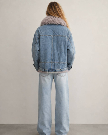 Jachetă din denim cu blană