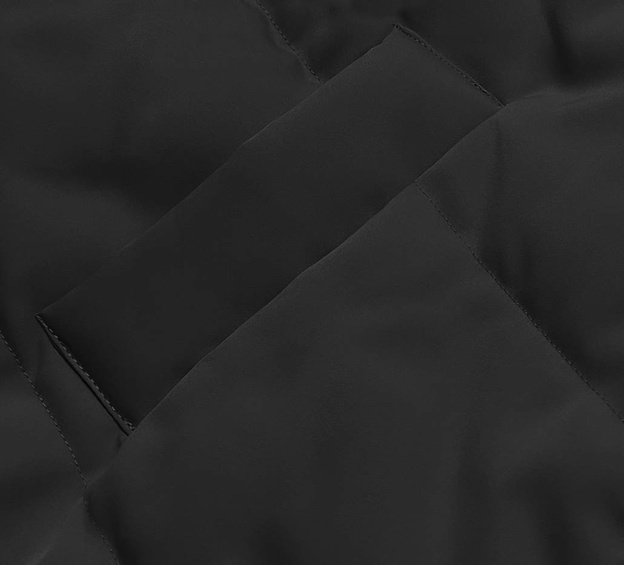 Vestă lungă reversibilă de damă cu glugă, negru-kaki
