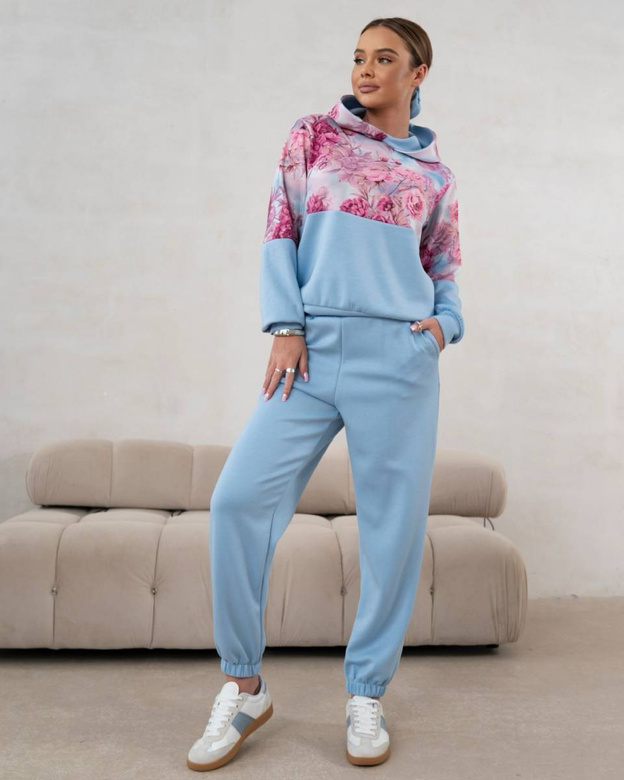 Set de trening pentru femei, cu glugă și pantaloni de trening, albastru