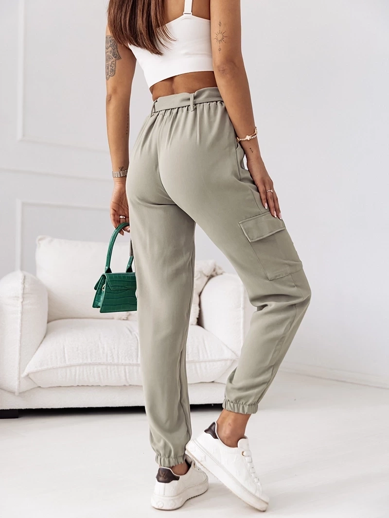 Pantaloni casual de damă, de culoare kaki