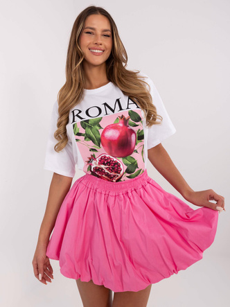 Fustă mini roz evazată cu pantaloni scurți