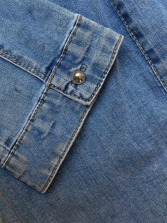 Tunică cu curea și guler, cu nasturi, albastru denim