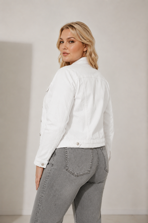 Jachetă scurtă albă din denim