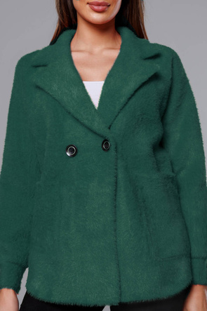 Jachetă din alpaca cu nasturi, de culoare verde închis