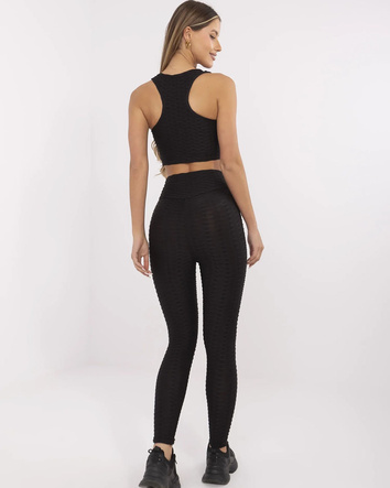 Set negru de fitness compus din top și colanți
