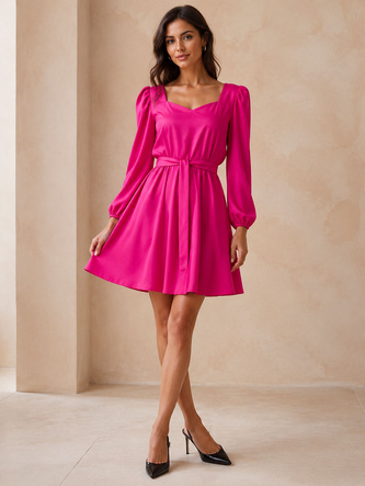 Rochie de cocktail cu curea fucsia