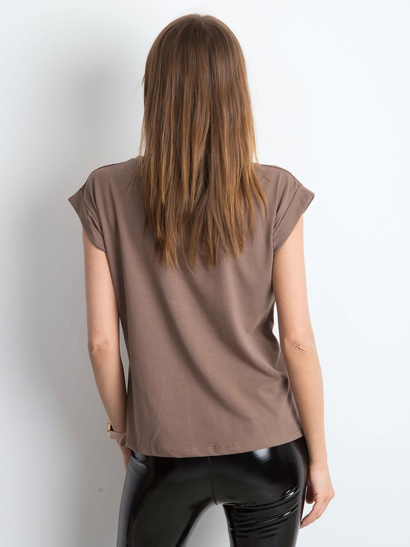 Tricou basic maro cu mâneci scurte