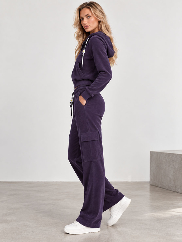 Trening cu pantaloni de tip cargo, violet închis