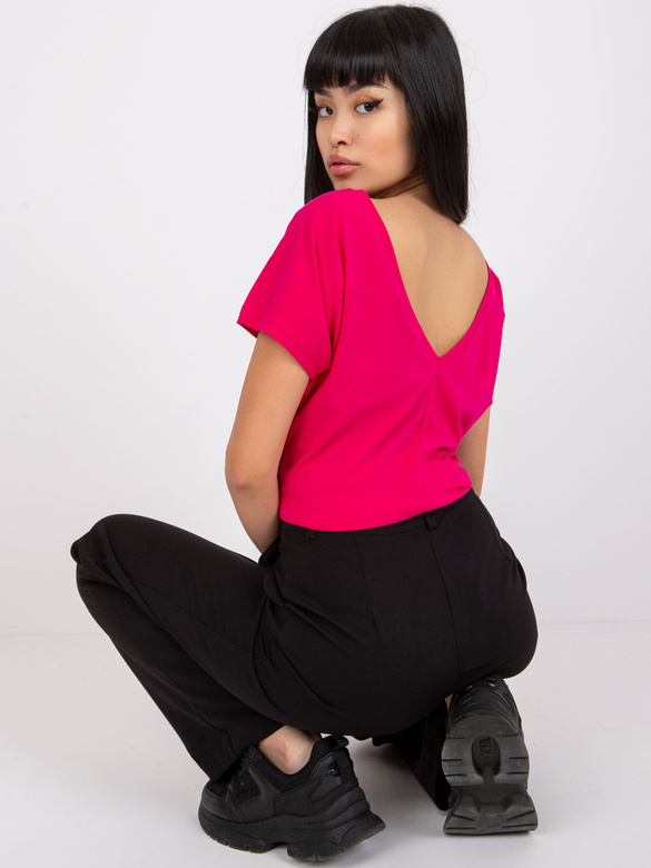 Tricou neted cu mâneci scurte, de culoare fucsia
