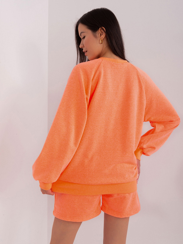 Set portocaliu fluorescent – hanorac lejer și pantaloni scurți cu buzunare