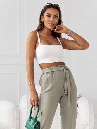 Pantaloni casual de damă, de culoare kaki