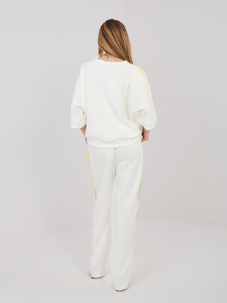 Set sport cu hanorac oversize de culoare ecru