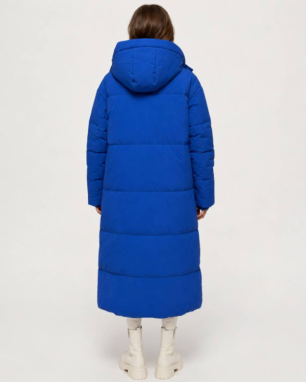 Jachetă de iarnă lungă, albastră, pentru femei, în stil oversize
