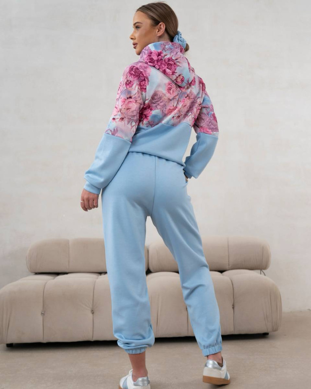 Set de trening pentru femei, cu glugă și pantaloni de trening, albastru