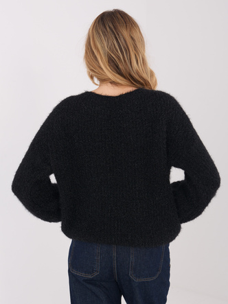 Pulover negru oversize cu un procent de lână