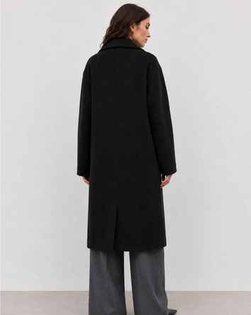 Palton negru oversize pentru femei, până la genunchi