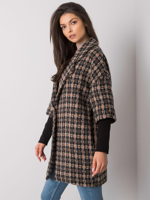 Palton din tricot, de culoare gri-portocaliu