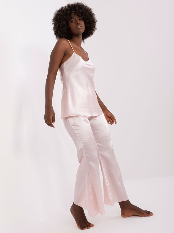 Set de noapte din satin, roz deschis