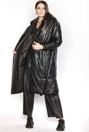 Palton negru oversize cu curea