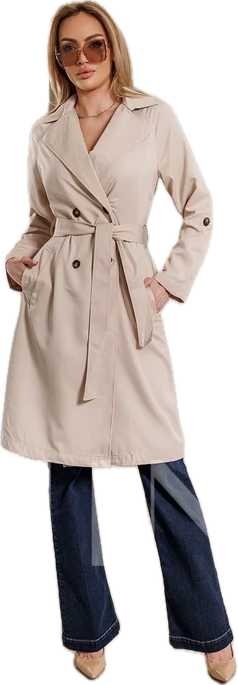 Palton clasic de culoare bej deschis, cu curea
