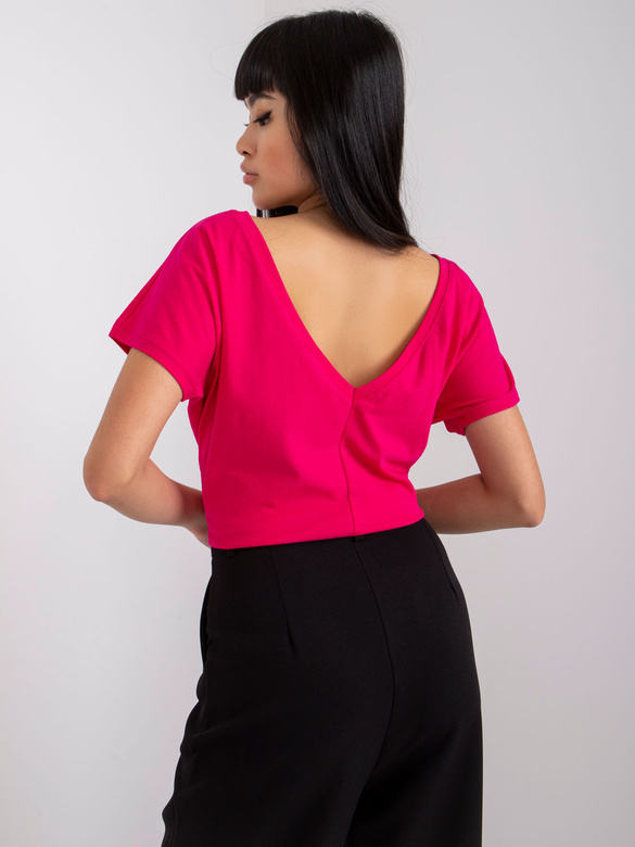 Tricou neted cu mâneci scurte, de culoare fucsia
