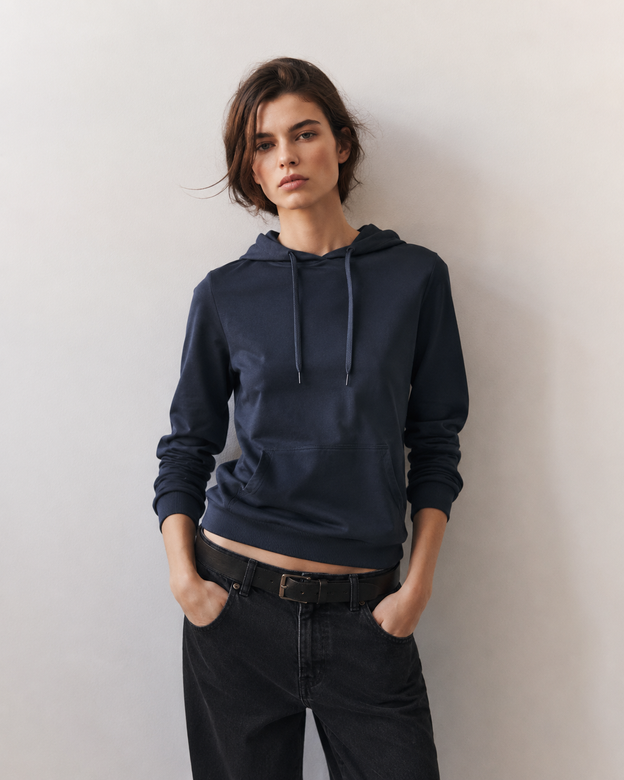 Hanorac casual pentru femei, de culoare bleumarin închis, cu croială lejeră
