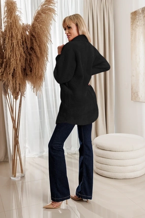 Palton negru tip alpaca