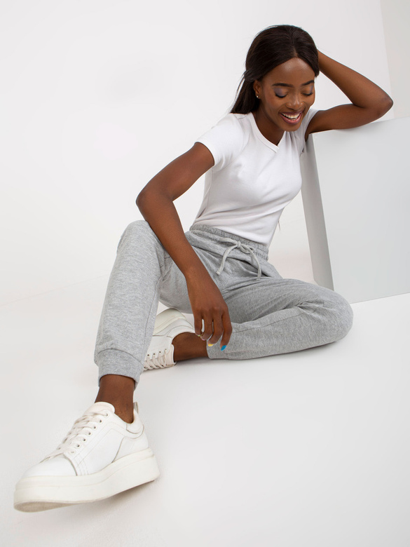 Pantaloni de trening din bumbac, de culoare gri melanj