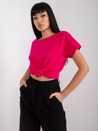 Tricou neted cu mâneci scurte, de culoare fucsia