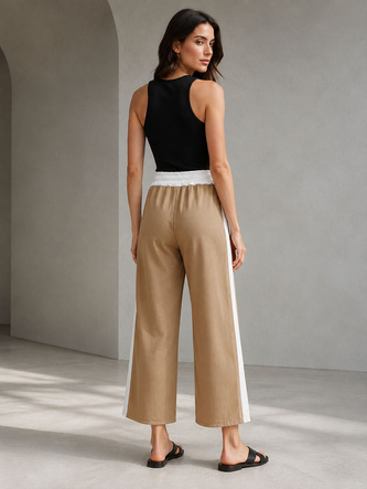 Pantaloni de damă de culoare caramel, cu croi larg