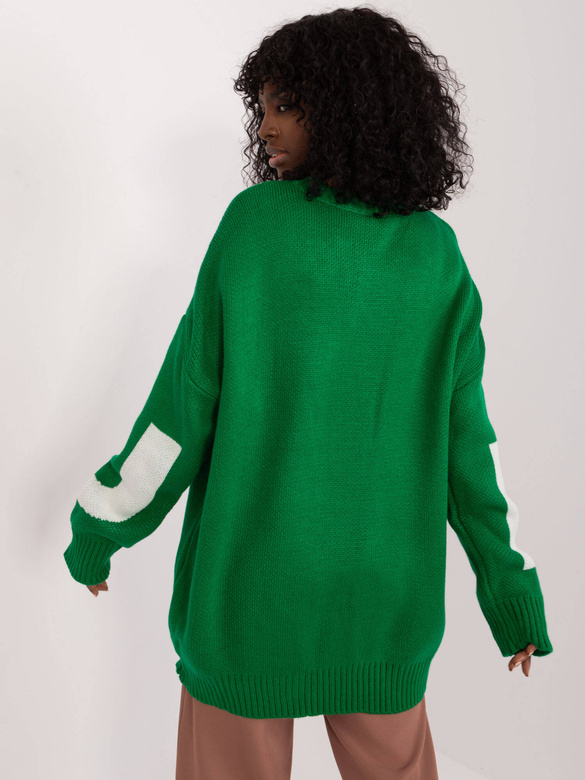 Pulover verde lejer, cu borduri