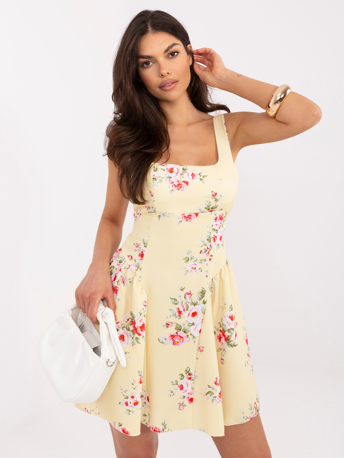 Rochie mini galbenă cu bretele