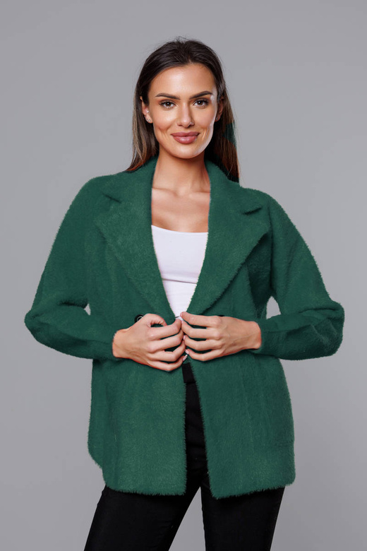 Jachetă din alpaca cu nasturi, de culoare verde închis